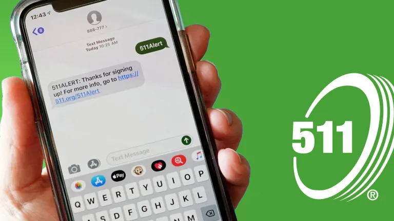 511 mobile phone display with 511 logo