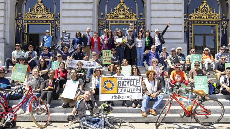 Bike to Work Day rally on the steps of San Francisco City Hall.