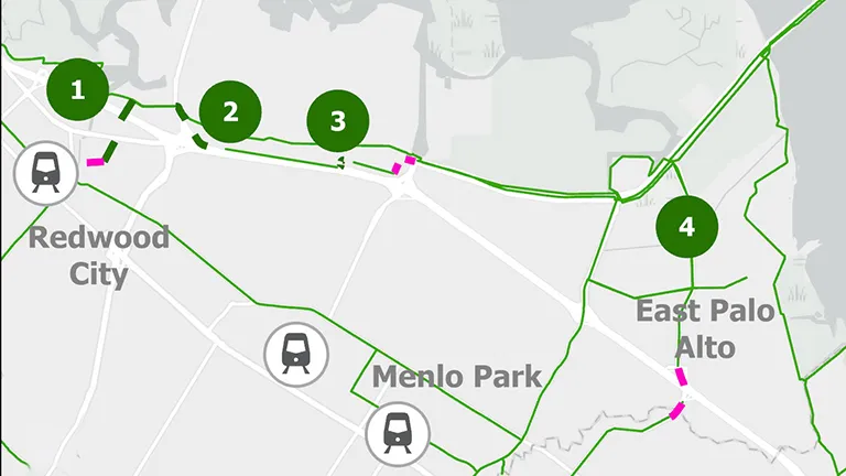 A section of the Dumbarton Forward Bike Access Improvements Project Map.