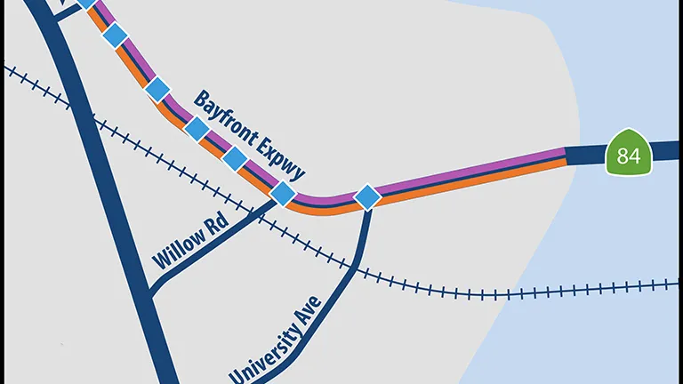 Detail of Dumbarton Forward Operational Improvements Project Map.