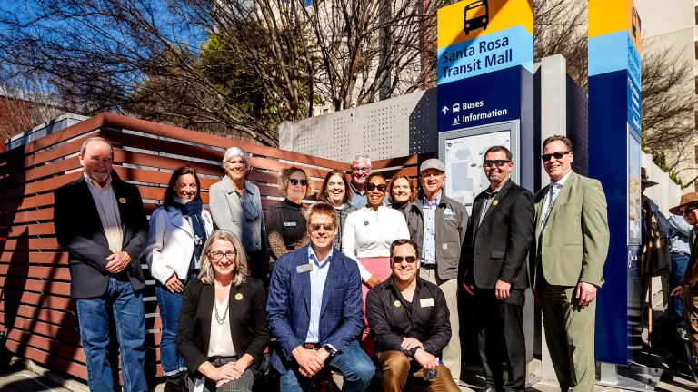 MTC and transit agency officials at the Mapping and Wayfinding debut event in Santa Rosa.