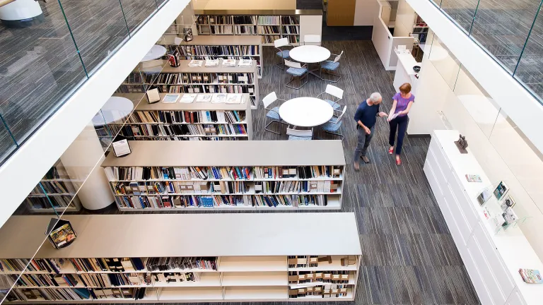 High angle view of the MTC/ABAG library at the Metro Center.