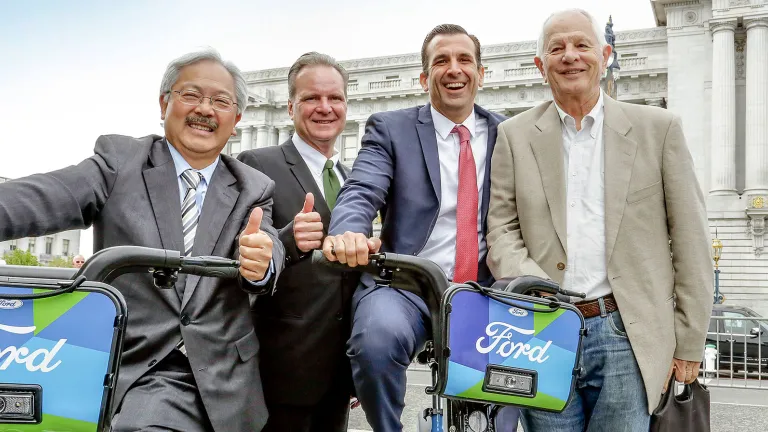 San Francisco Mayor Ed Lee, MTC Chair Dave Cortese, and MTC Commissioners Sam Liccardo and Tom Bates