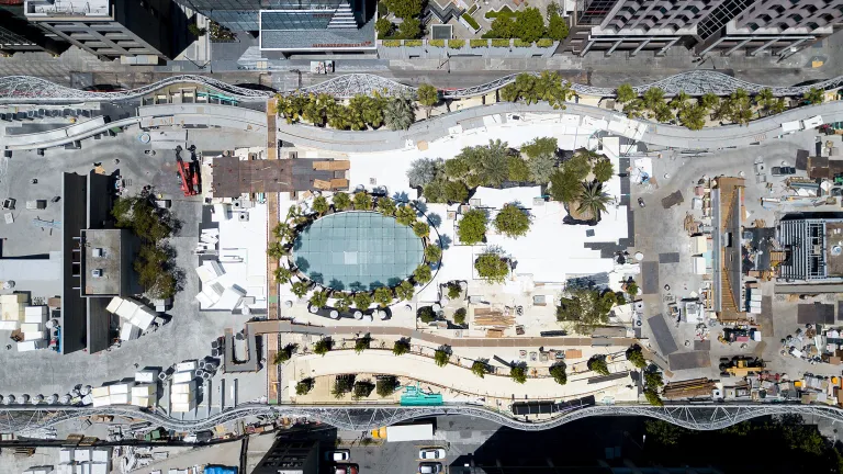 aerial view of Transbay Transit Center rooftop garden