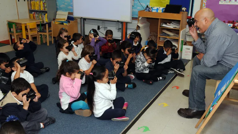 Kindergartners with viewfinders 