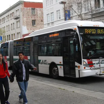 An AC Transit bus on Telegraph Avenue