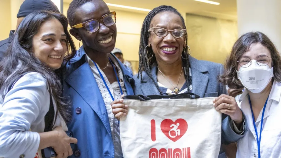 U.S. Representative Lateefah Simon with attendees of the Accessible Futures Conference.