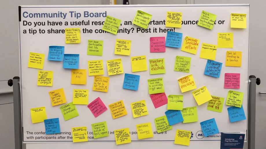 Community board for idea sharing at the Accessible Futures Conference.