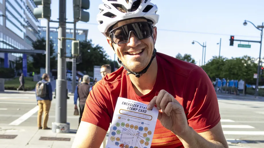 A cyclist participating in the BTWD challenge on Bike to Wherever Days 2026.