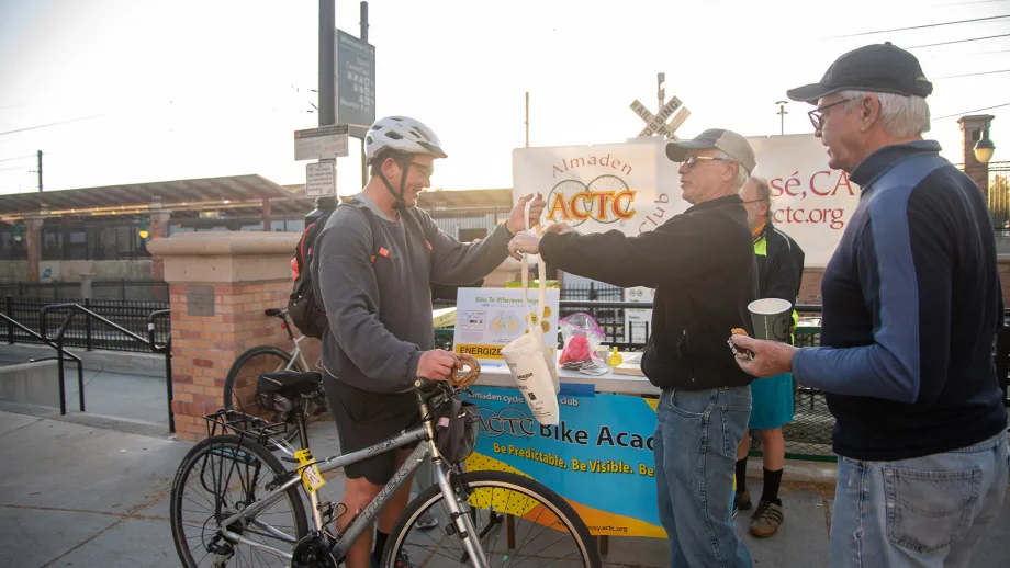 Bike to Wherever Days 2025 energizer station at Diridon train station.