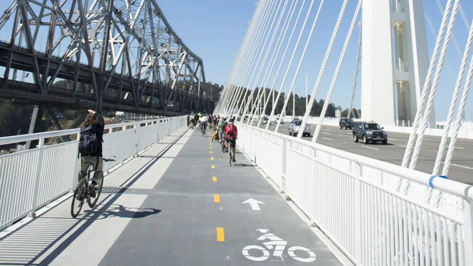 The San Francisco-Oakland Bay Bridge East Span bike/pedestrian path is available for the first time on BTWD 2014.