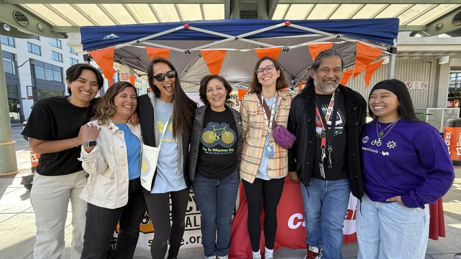MTC Commissioner Myrna Melgar at the San Francisco Caltrain energizer station on Bike to Wherever Days 2025.