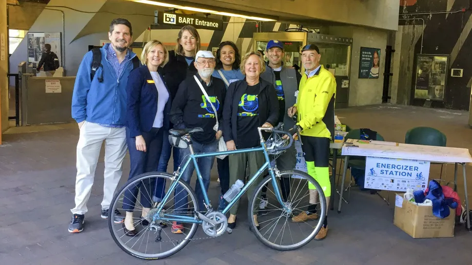 MTC Commissioner Amy Worth at the Orinda BART station on BTWD 2018.