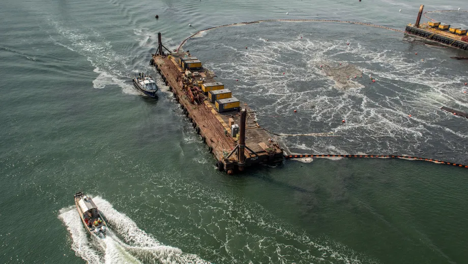 container ship and other boats