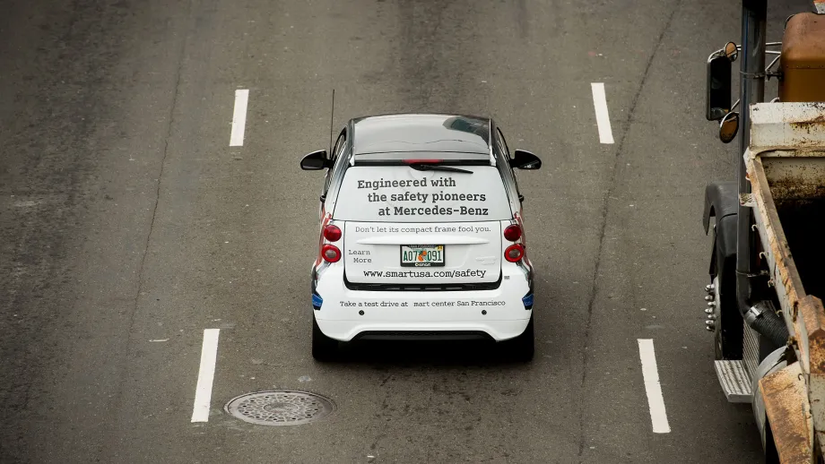 aerial view of electric car