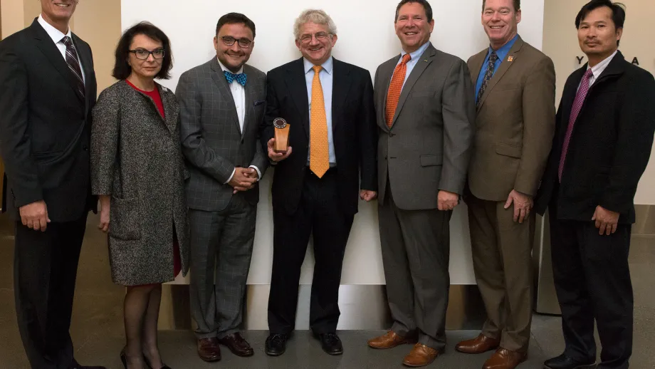 Golden Gate Moveable Median Barrier team pose with MTC Commissioner David Campos