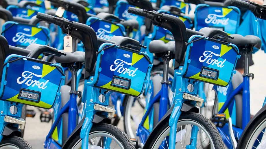 Lined up go bikes