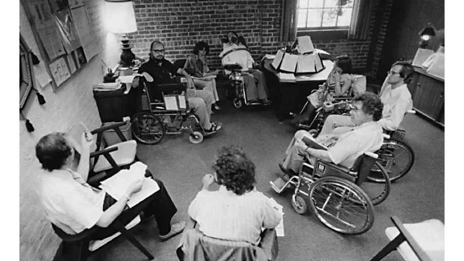 Ed with his top staff in his office in Rehab