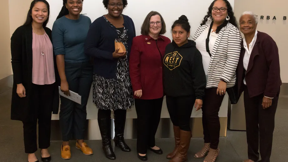 MTC Commissioner Julie Pierce with members of the Bay Area chapter of Transportation YOU