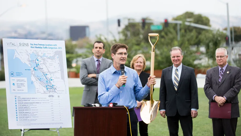 Carl Guardino, president and CEO of the Silicon Valley Leadership Group, addresses the press conference.