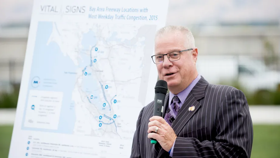 MTC Commissioner Scott Haggerty, who also is president of the Alameda County Board of Supervisors, speaks. 