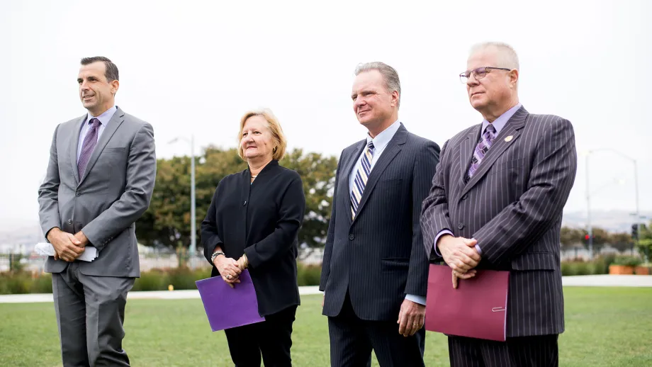 Left to right: MTC Commissioners Sam Liccardo, Amy Worth, Dave Cortese and Scott Haggerty.