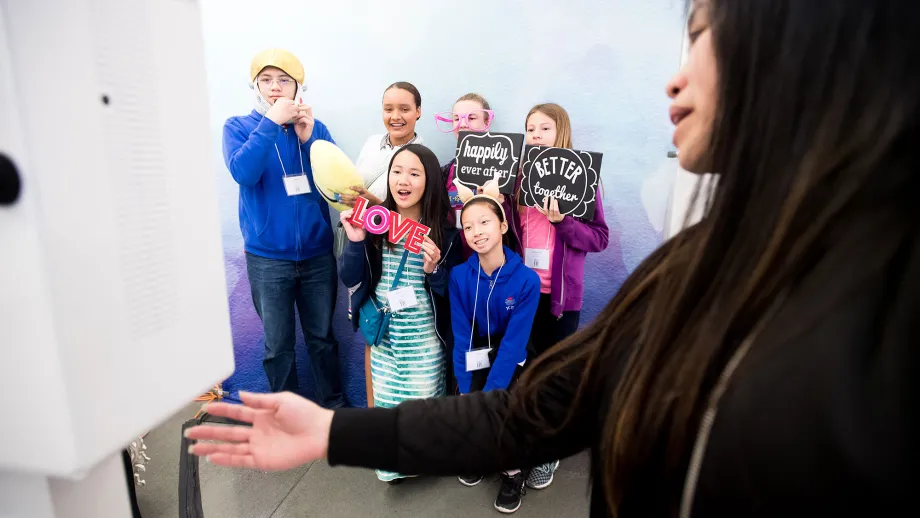 woman presenting if front of kids