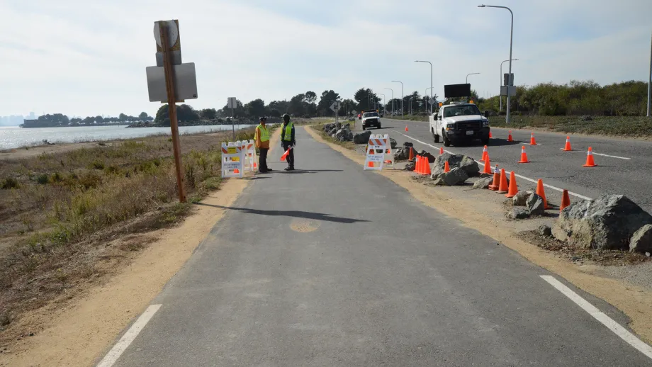 The trail extension stretches along the south side of University Avenue toward the Marina.