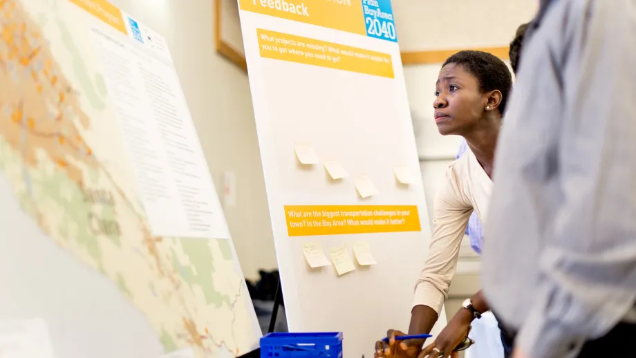 Attendees giving feedback at the Santa Clara County open house