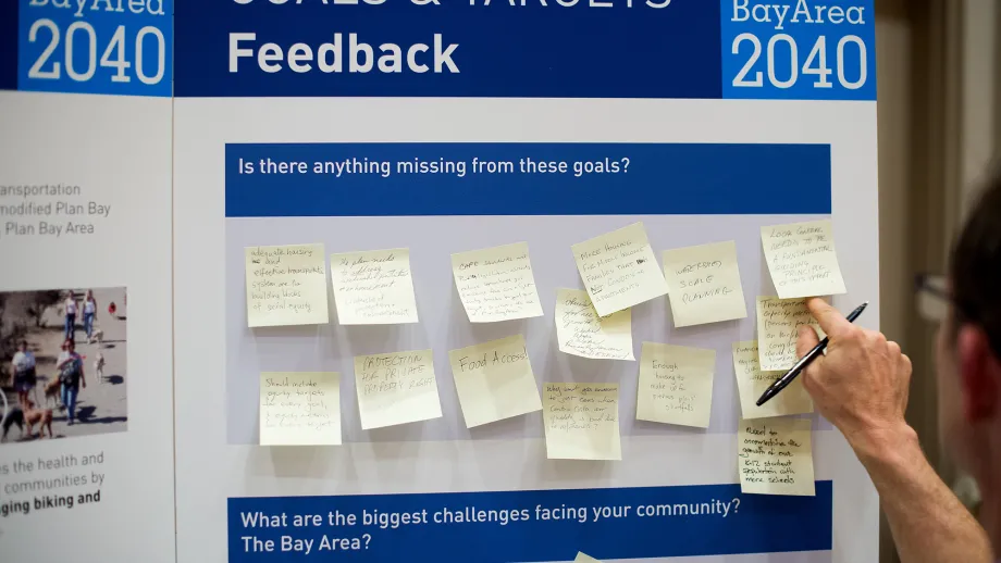 Participants pen ideas on sticky notes 