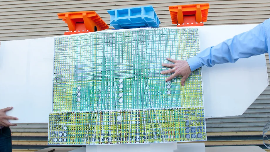 A diagram of rebar that will be used in constructing the East Span's saddle