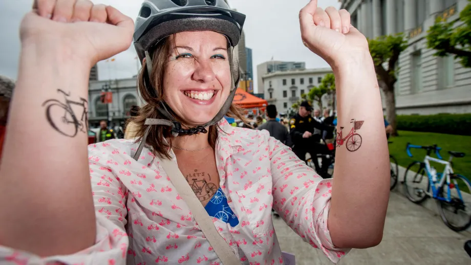 SF bike rider on Bike-to-Work Day 2014