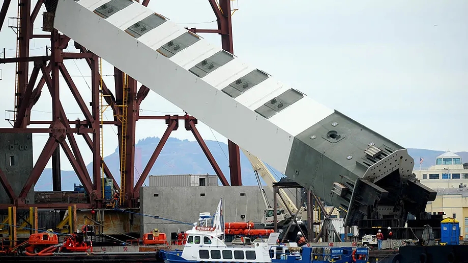 Bridge being hoisted up