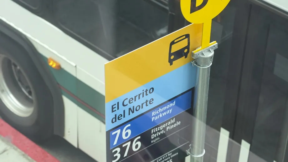 New bus stop signs at El Cerrito del Norte station.