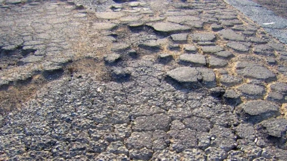 Cracked pavement