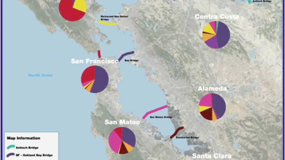 map of distribution of FasTrak toll crossings